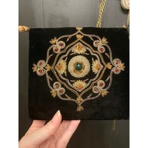 vintage zardozi embroidered velvet shoulder bag, indian purse, ethnic boho